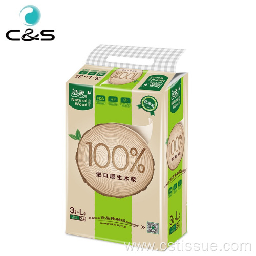 Water Absorbing Natural Wood 3 Ply Tissue